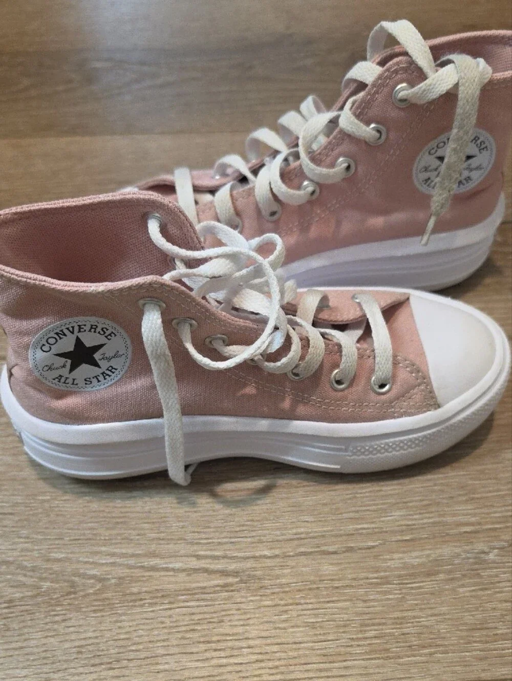 Converse Pink High-Top Canvas Sneakers with White Laces
